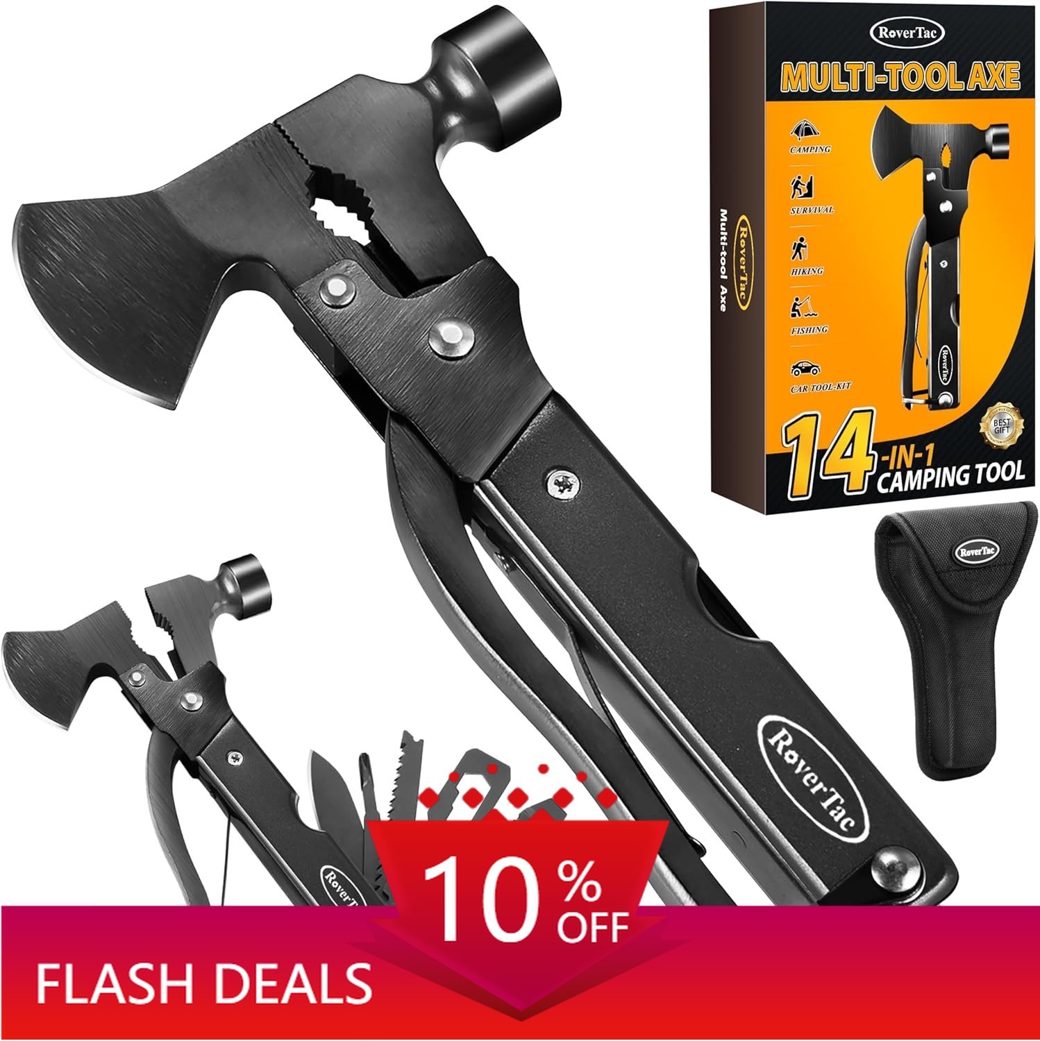 14-in-1 Multi-Function Camping Axe — Camping Gear with Sheath