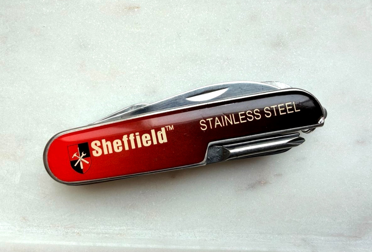 Sheffield Stainless Steel Multi-Tool Pocket Knife Corkscrew Saw Scissors & More