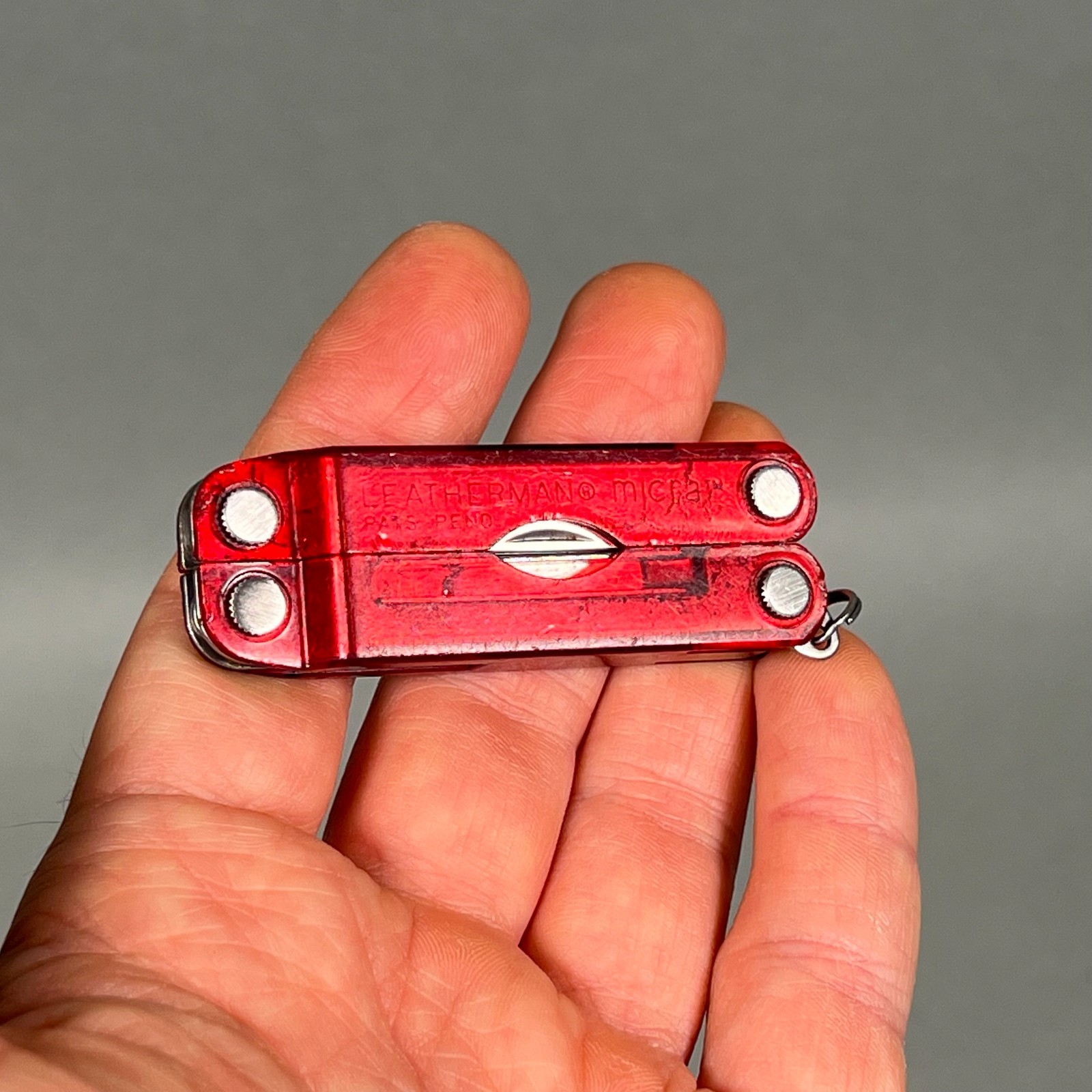 RARE Leatherman Micra Translucent Red Polycarbonate Keychain Multi-Tool USA