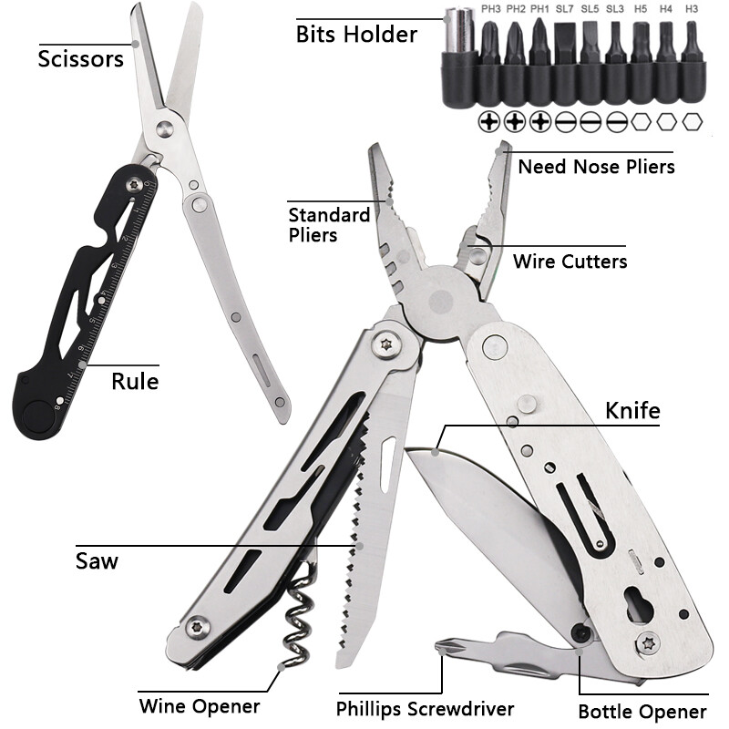 20-in-1 Multi Tool Pliers Outdoor Compact Folding Pocket Knife Tool with Sheath