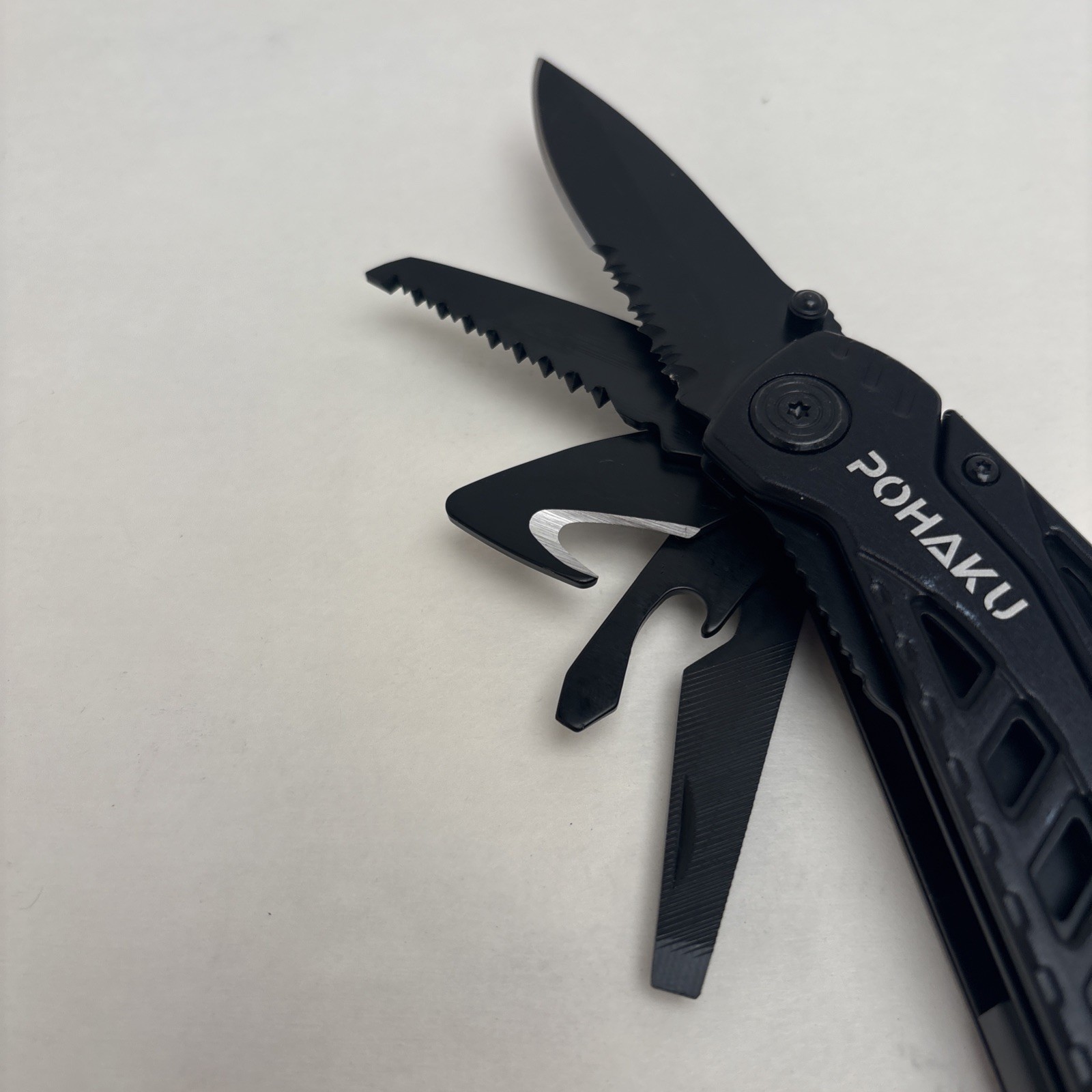 Pohaku Black Multi Tool Hunt Hike Camp Tactical Survival Camp Sheath Included
