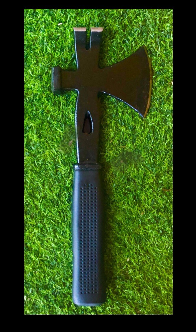 14” Hatchet Crowbar Hammer Axe Survival Multi-Tool.(Solid Cast Iron+Rubber Grip)