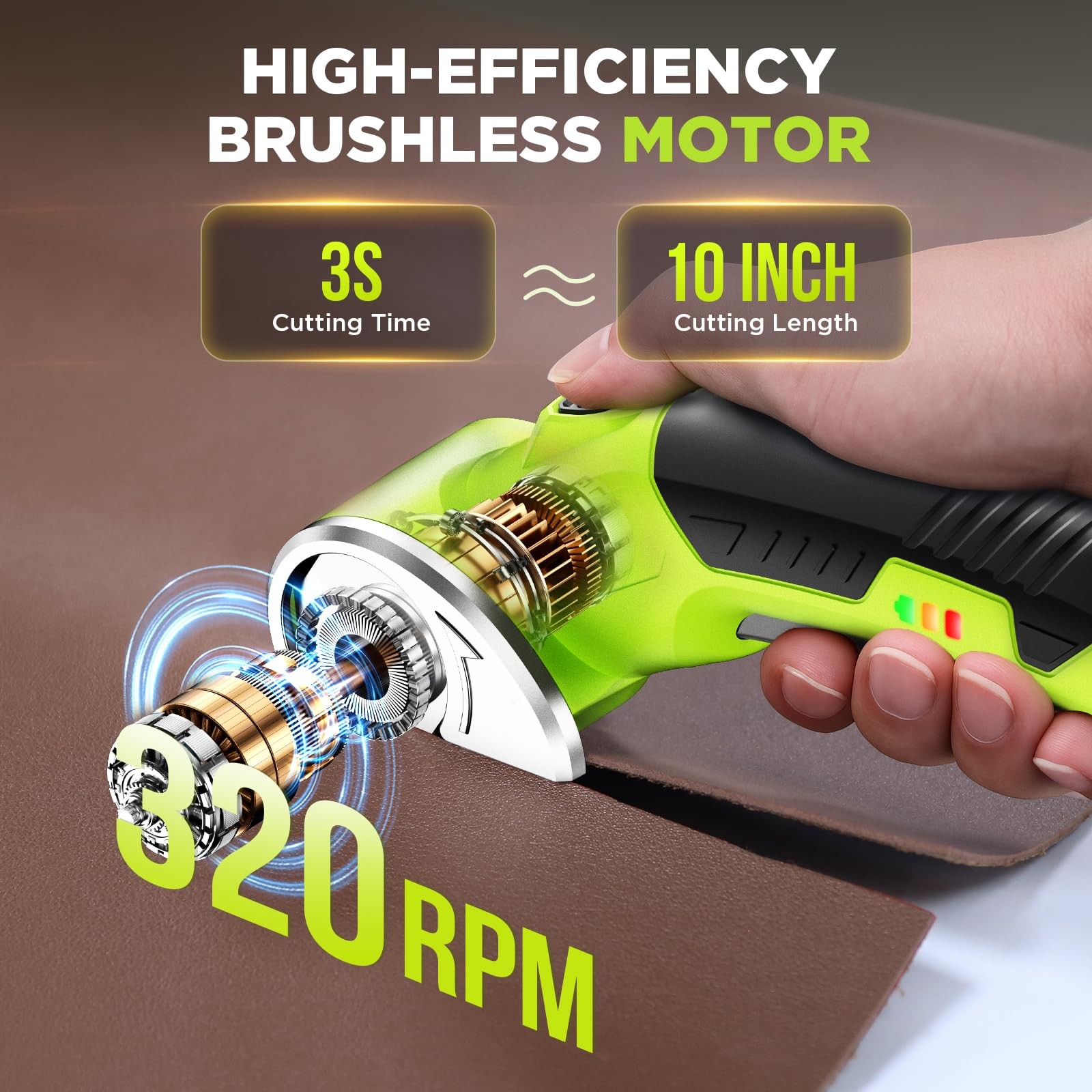 Cordless Electric Scissors: 4V Rechargeable Rotary Cardboard Cutter, Green
