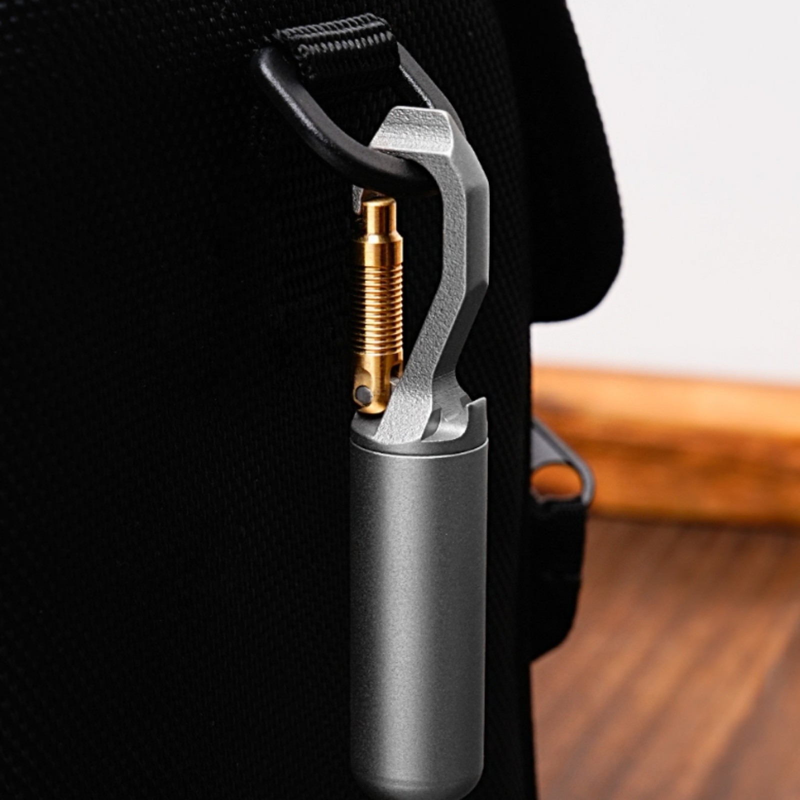 Titanium Alloy Mini Pill Case Bottle Opener with Carabiner Clip Waterproof