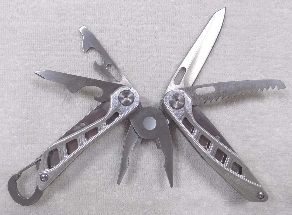 Samsonite Stainless Steel Multi-Tool * 4 Blades w/ Pliers Pouch + Carabiner Clip