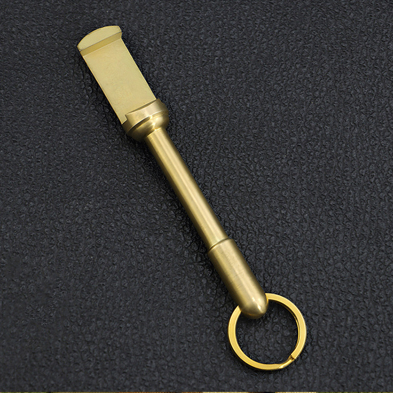 Handmade Creative Portable Solid Brass Bottle Opener Key Chain Pendant EDC Tool