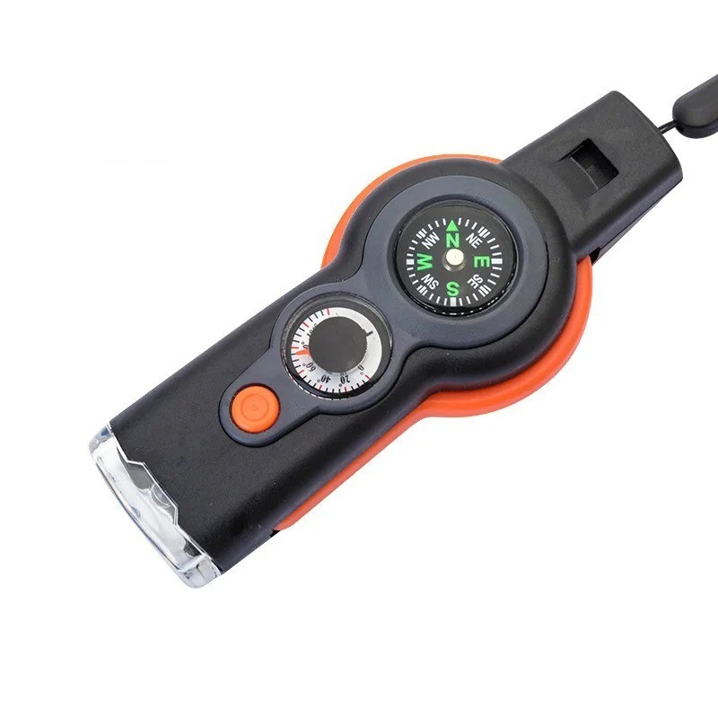 Compact 7 in 1 Multi Function Survival Whistle Emergency Signal Safety Tool Camp