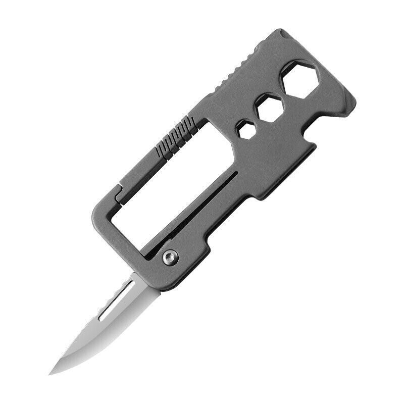 EDC Titanium Keychain Carabiner W/Knife Opener Screwdriver Outdoor Camping Tool