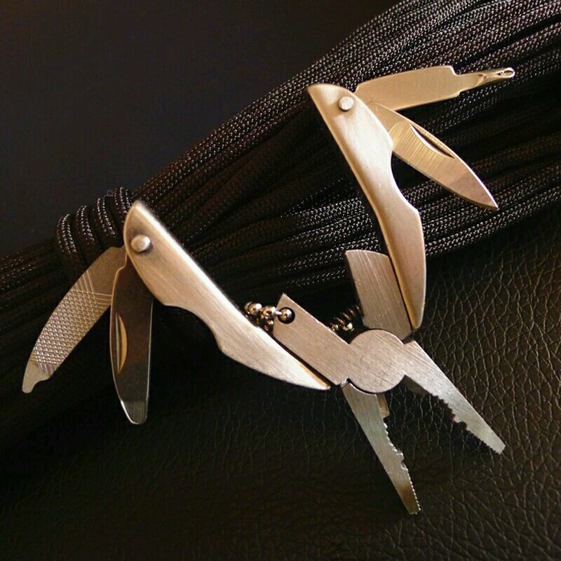 Portable Multifunction Folding Plier,Stainless Steel Foldaway Knife Keychain