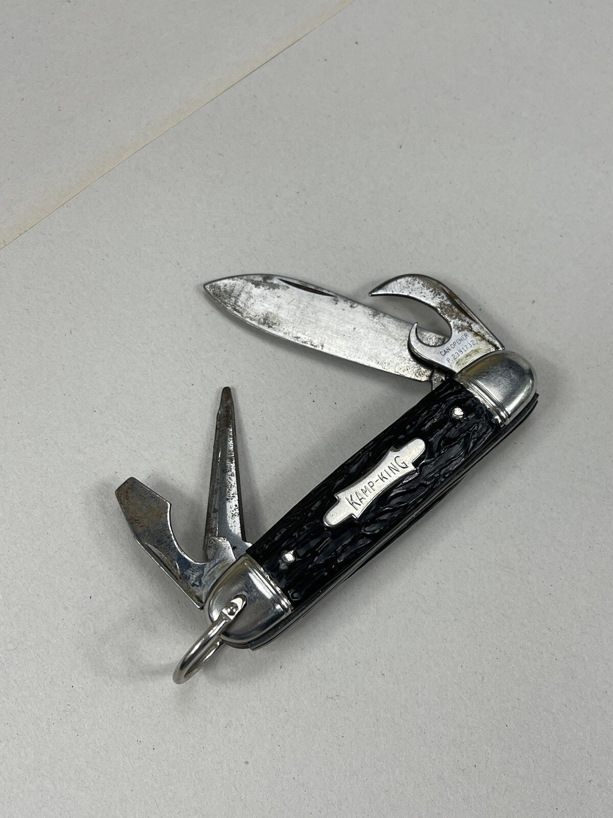 Vintage Imperial Multi Tool Pocket Knife Opener, Blade Pick Key Chain 50s Black
