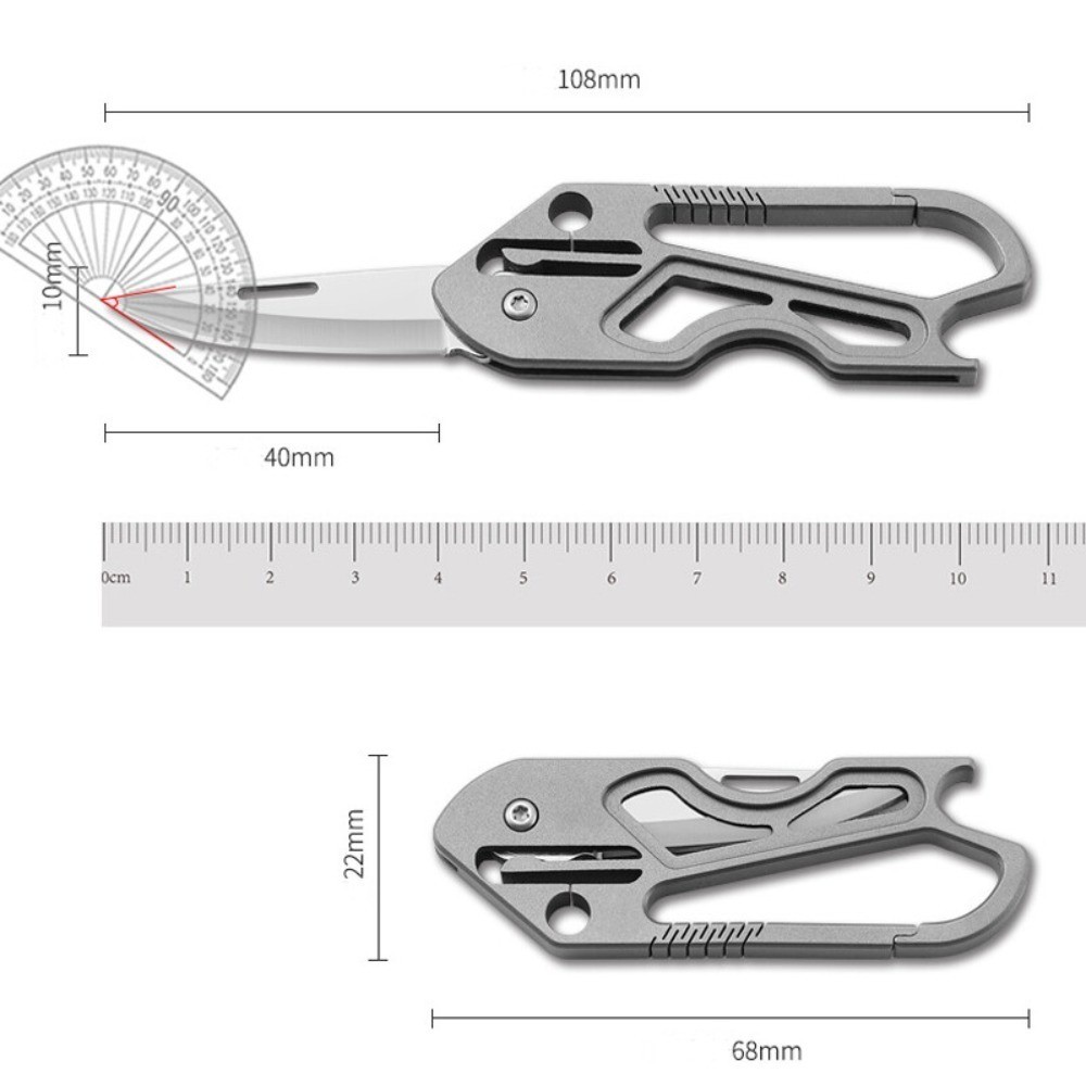 Titanium Pocket Folding Knife Carabiner Opener EDC Keychain Tool Outdoor Hunting