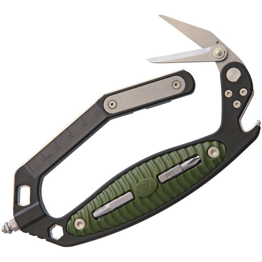 V NIVES CRAB Multi Tool Black Aluminum And Green Rubber Handle IMT18FRNPBGR