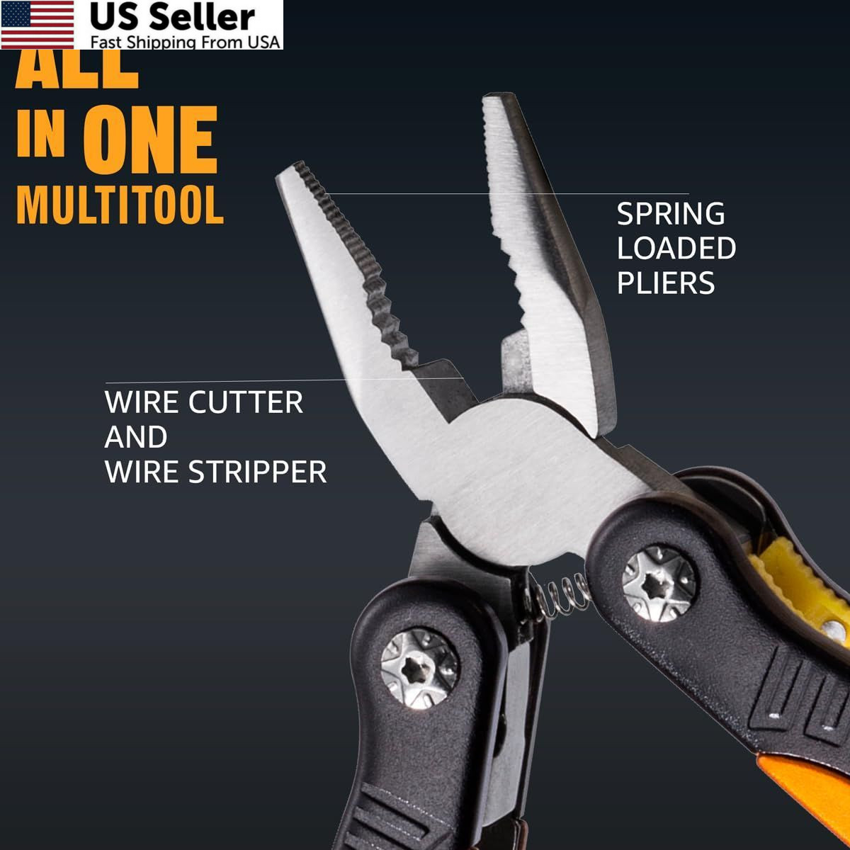 Mini Multitool Knife 12 in 1 Small Pocket Multi Tool with 1. Yellow/Black