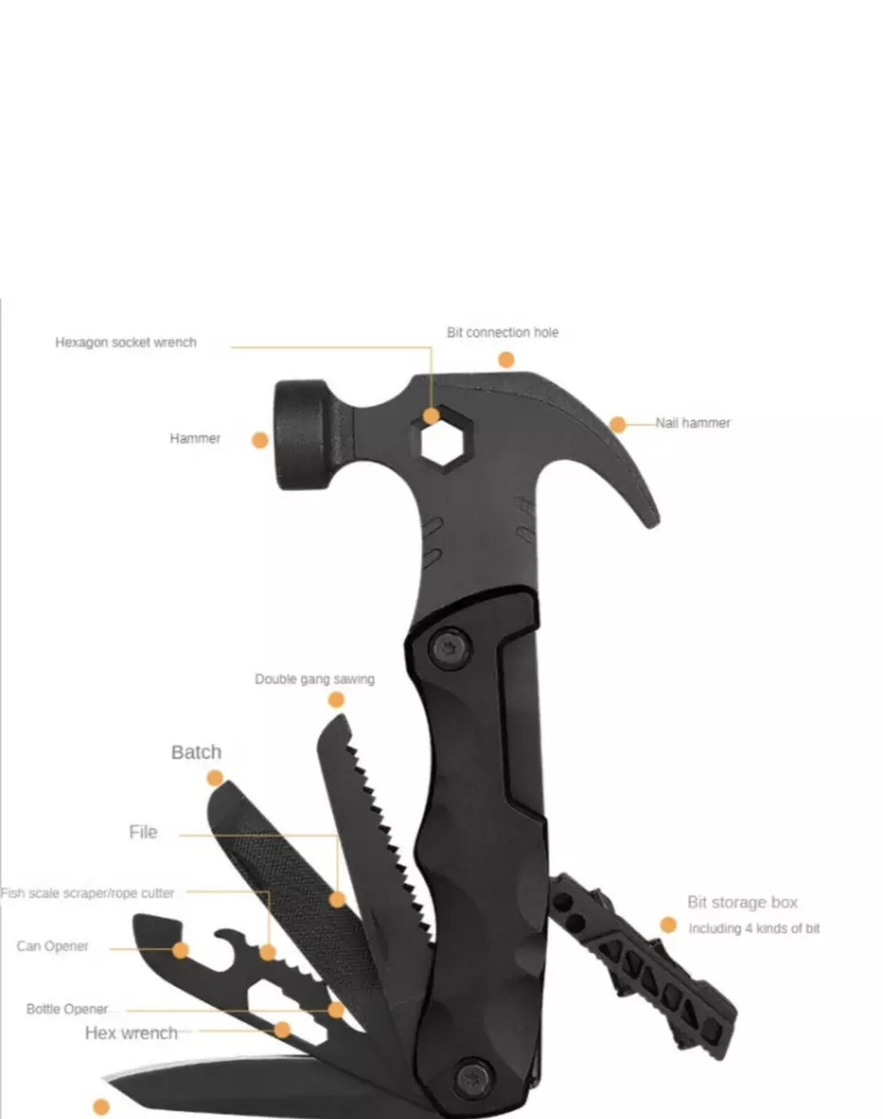 Multifunctional Life-saving Claw Hammer Car Survival Foldable Outdoor Tool /gray