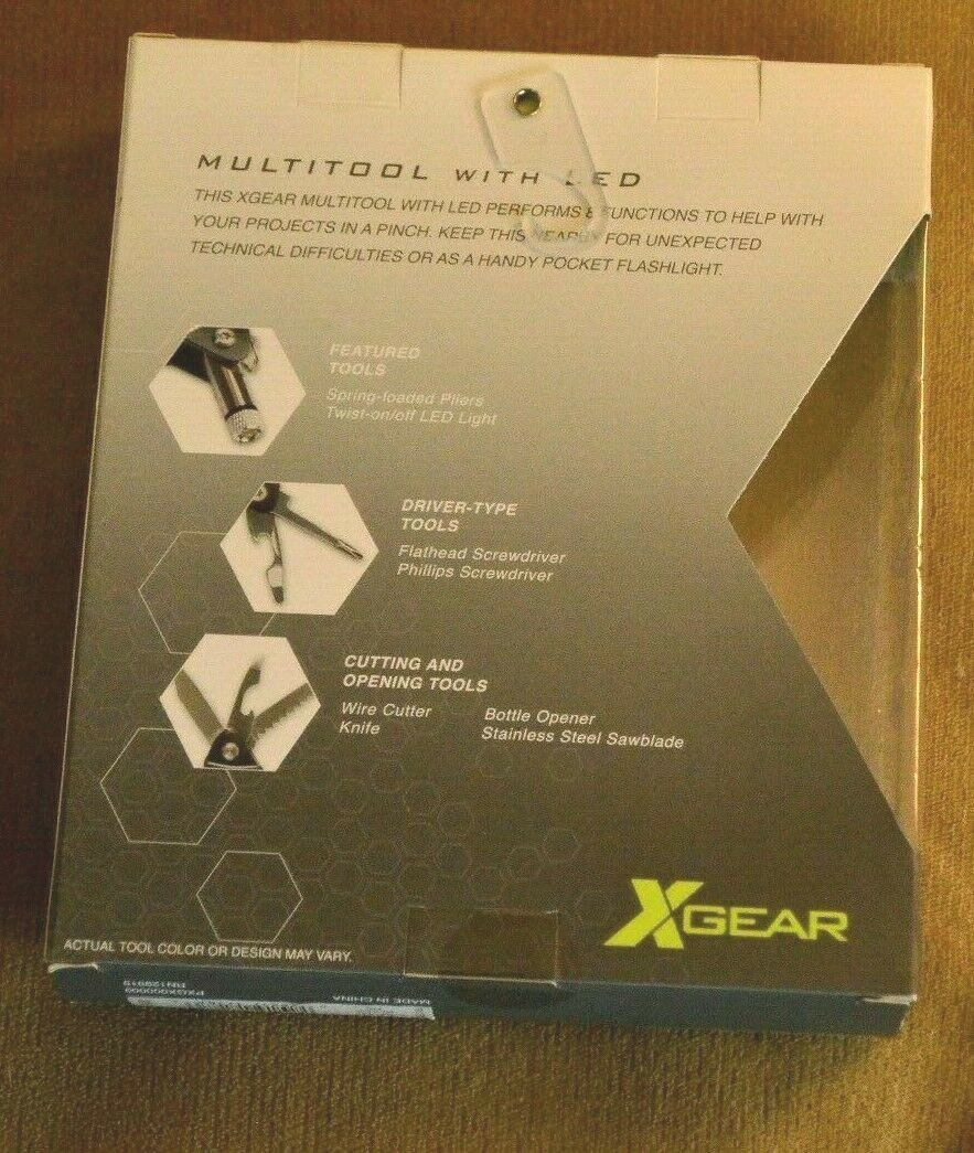 NEW X-gear Multi Tool with LED – Perform 8 Functions – Black