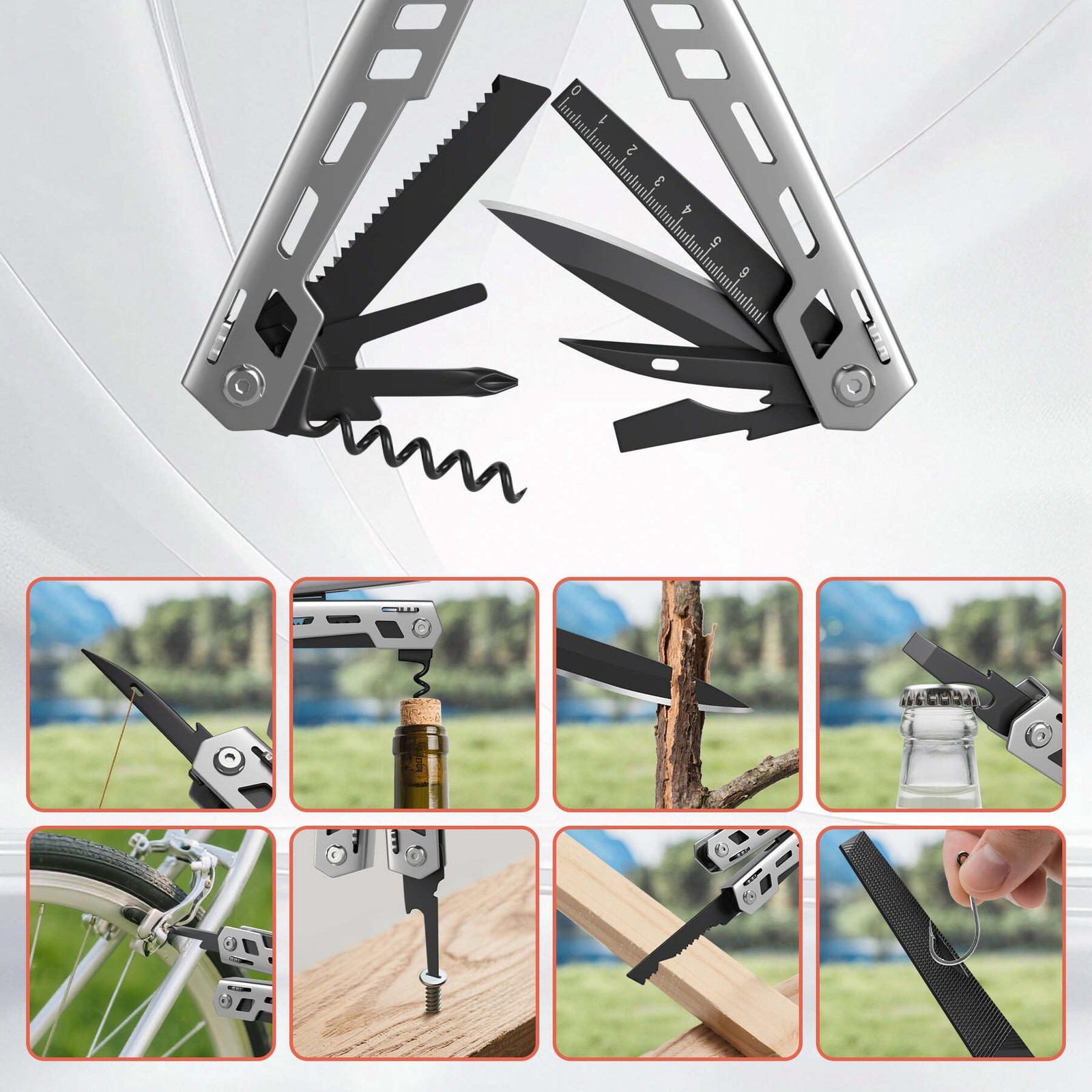 Multitool 17-in-1 Stainless Steel Multi Tool with Pocket Knife Needle Nose Pl…
