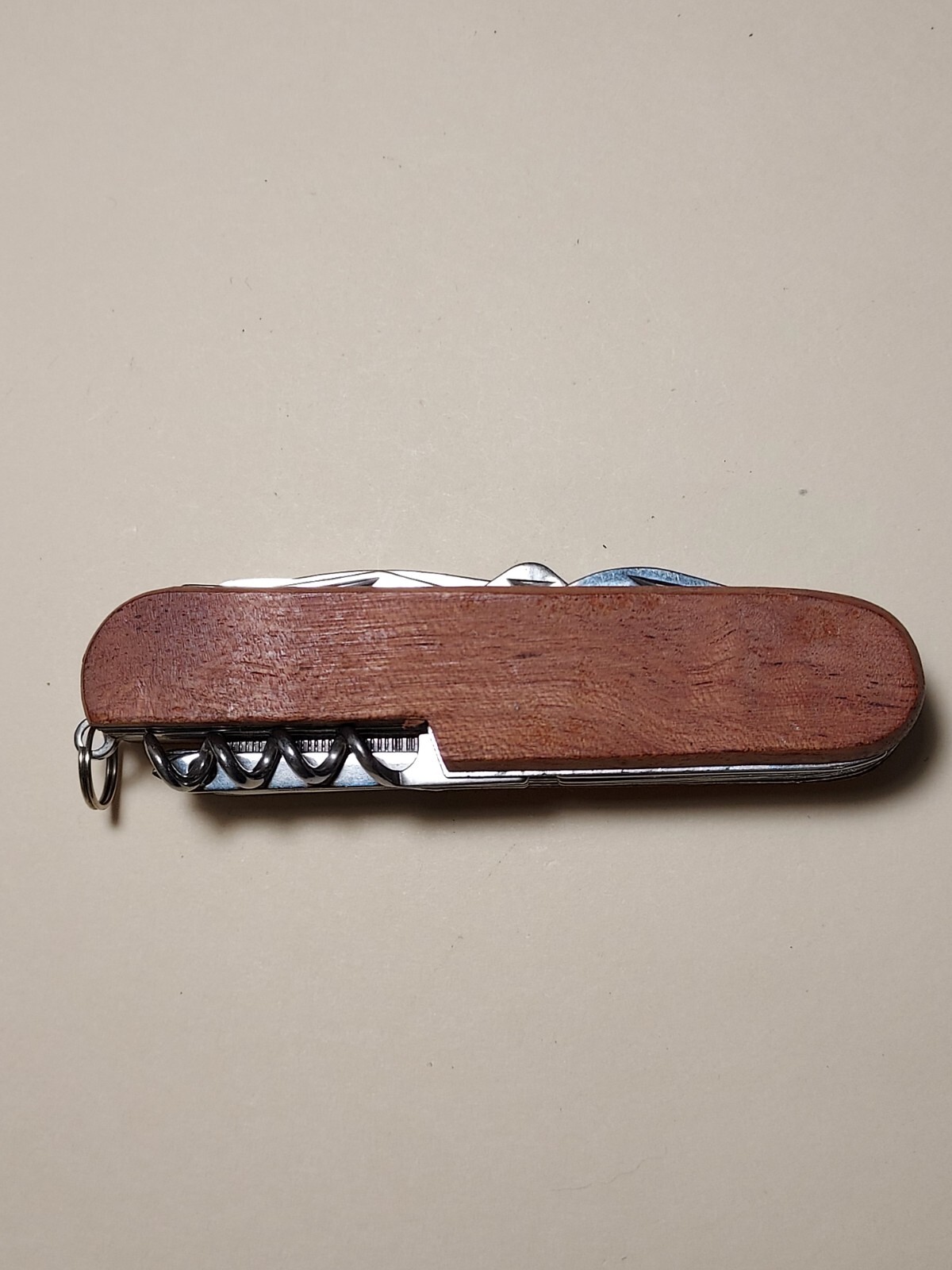 Eddie Bauer advertising Wood Handle Multi Tool *scissors needs repair*