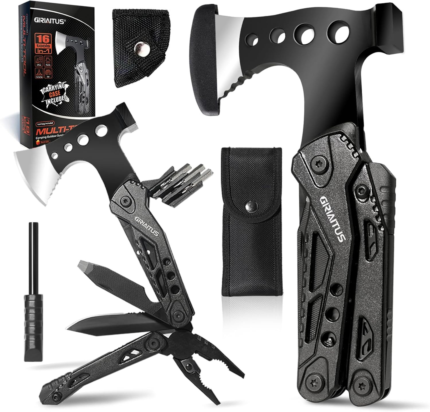 Camping Multitool Accessories Gifts for Men Dad 16 in 1 Upgraded Multi Tool Surv