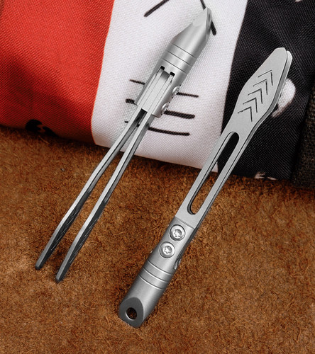Outdoor Mini Titanium Alloy Keychain Tweezers Pry Bar EDC Portable Clamping Tool
