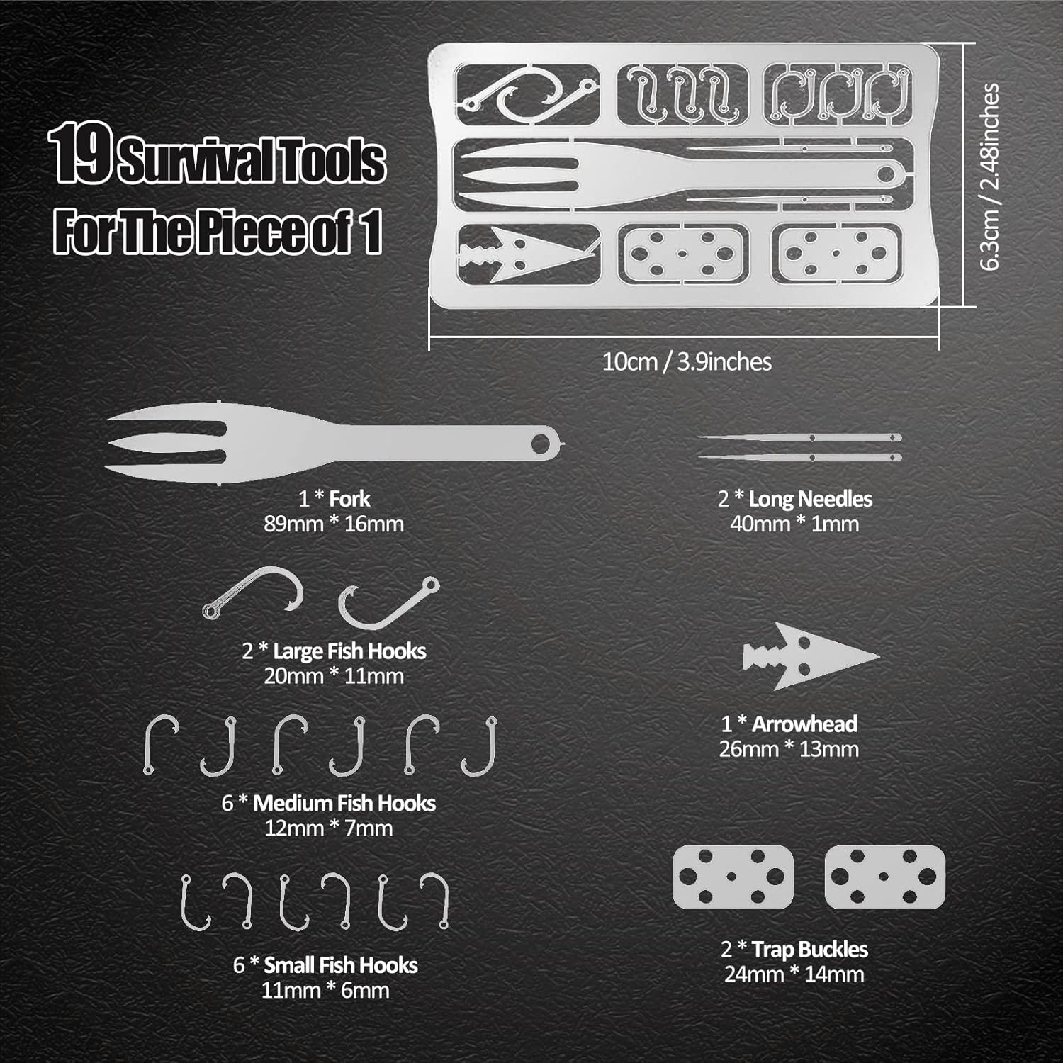 Hukado 9PCS Survival Card Multitool Camping Kit with Fishing Line Gear, Multipur