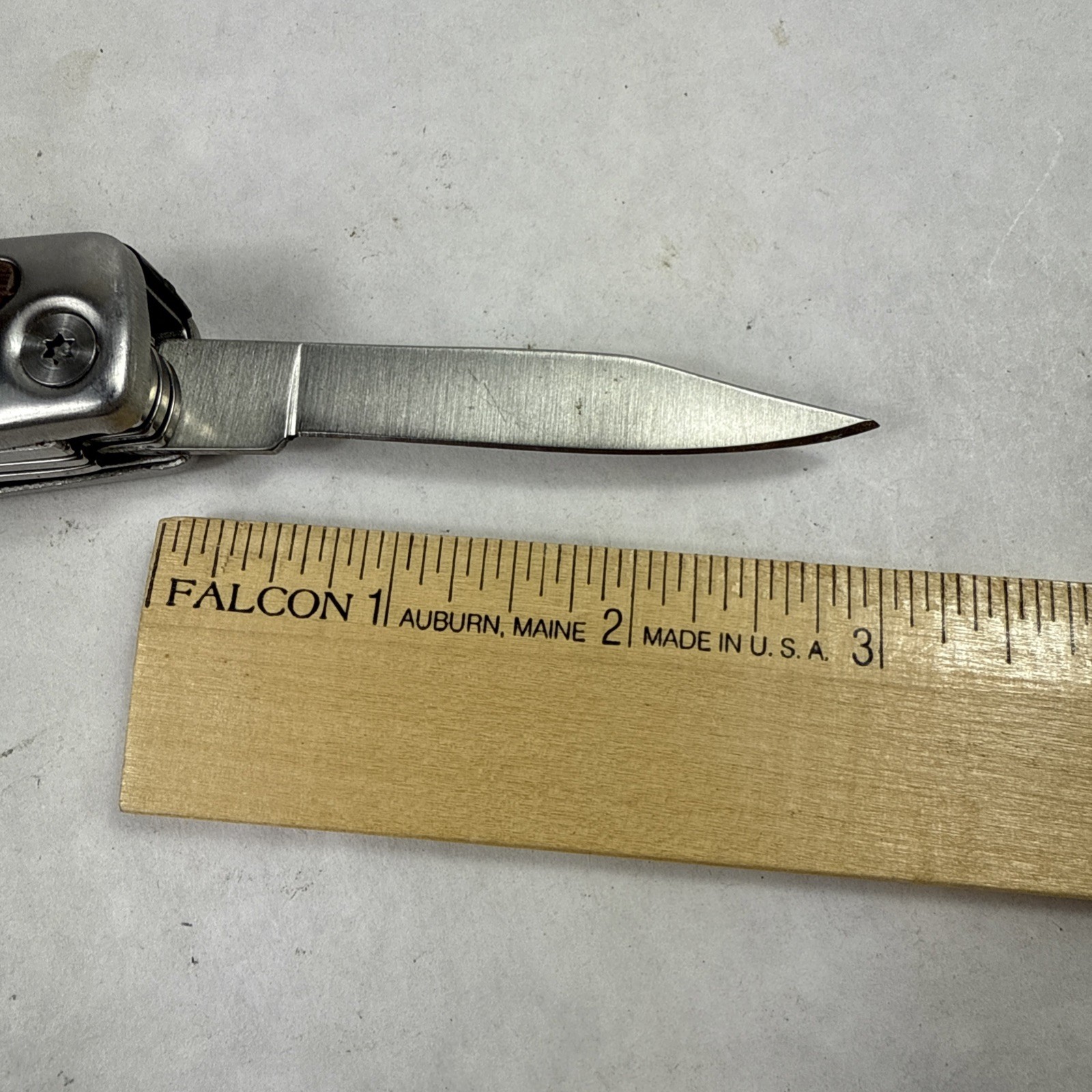 Multi Tool Stainless Steel Faux Wood Inlay Blunt Pliers, Blade *See Photos GUC