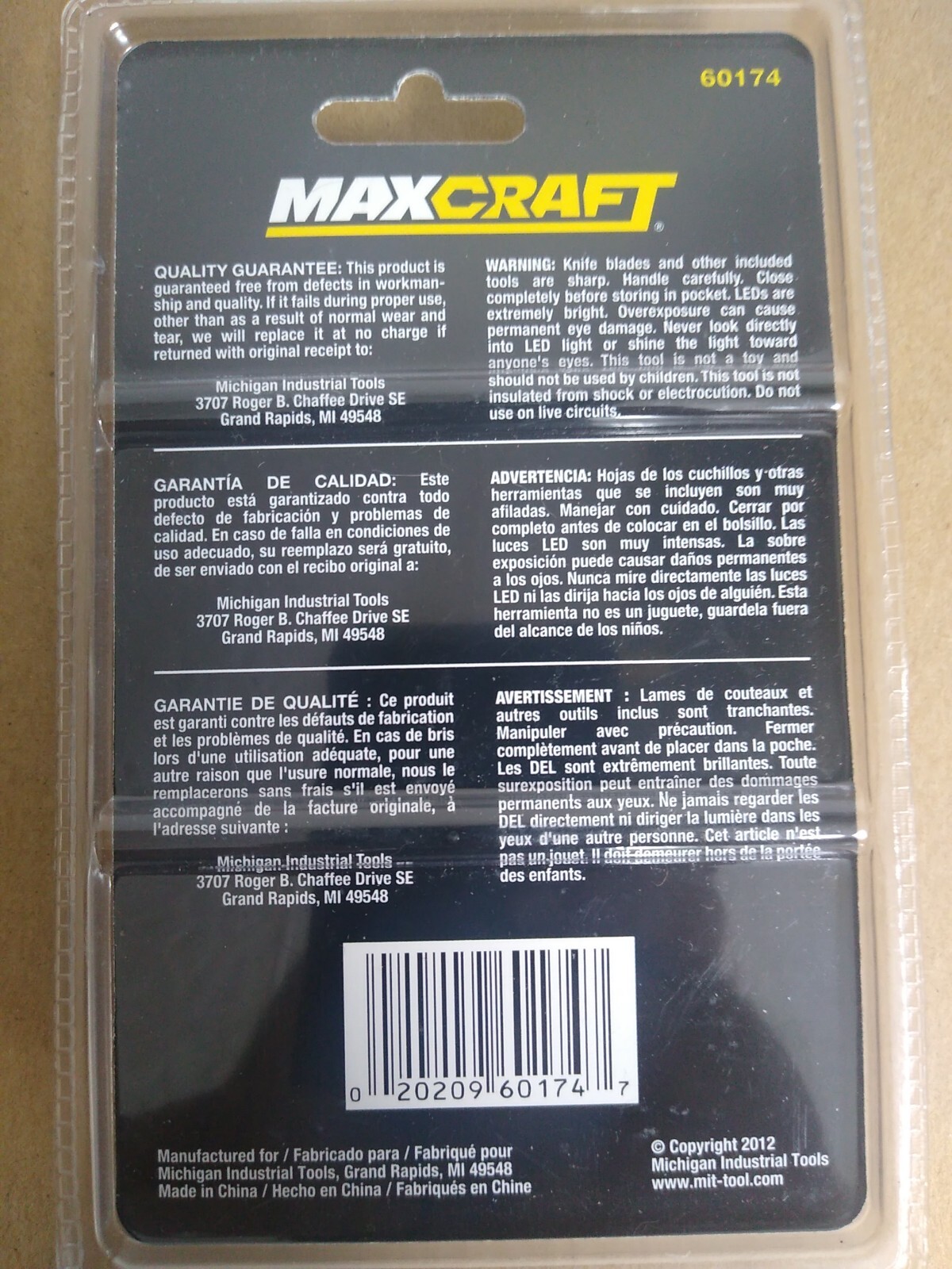 NEW MAXCRAFT 6 IN 1 STAINLESS STEEL KEYCHAIN POCKET MULTI-TOOL WITH LED LIGHT