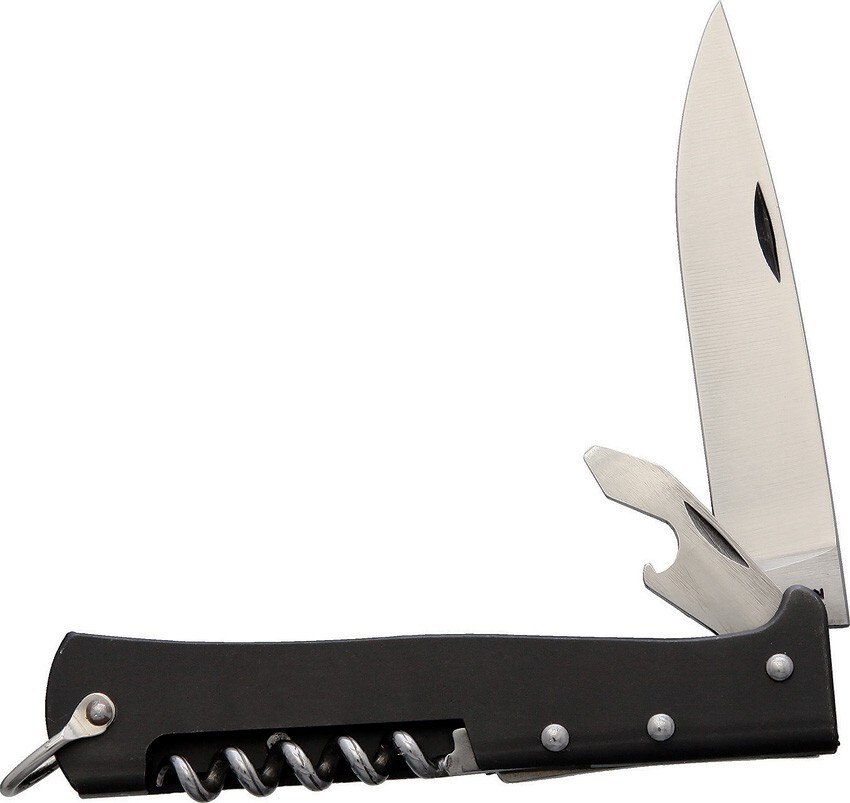 OTTER-Messer Mercator Multi Small Pocket Knife Carbon Steel Blade Black Handle