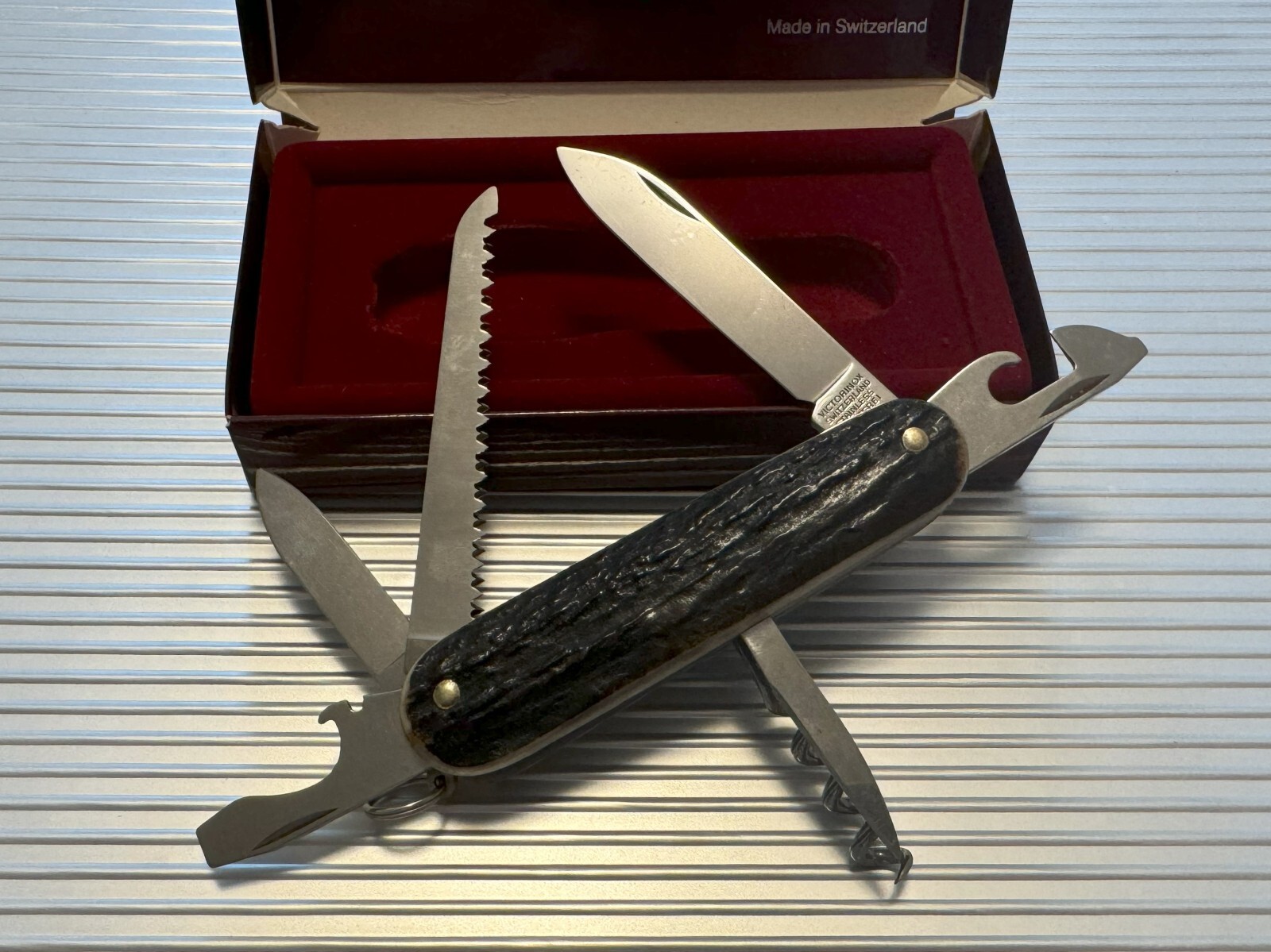 Victorinox Camper Stag Horn Swiss Army Knife Boxed RARE!