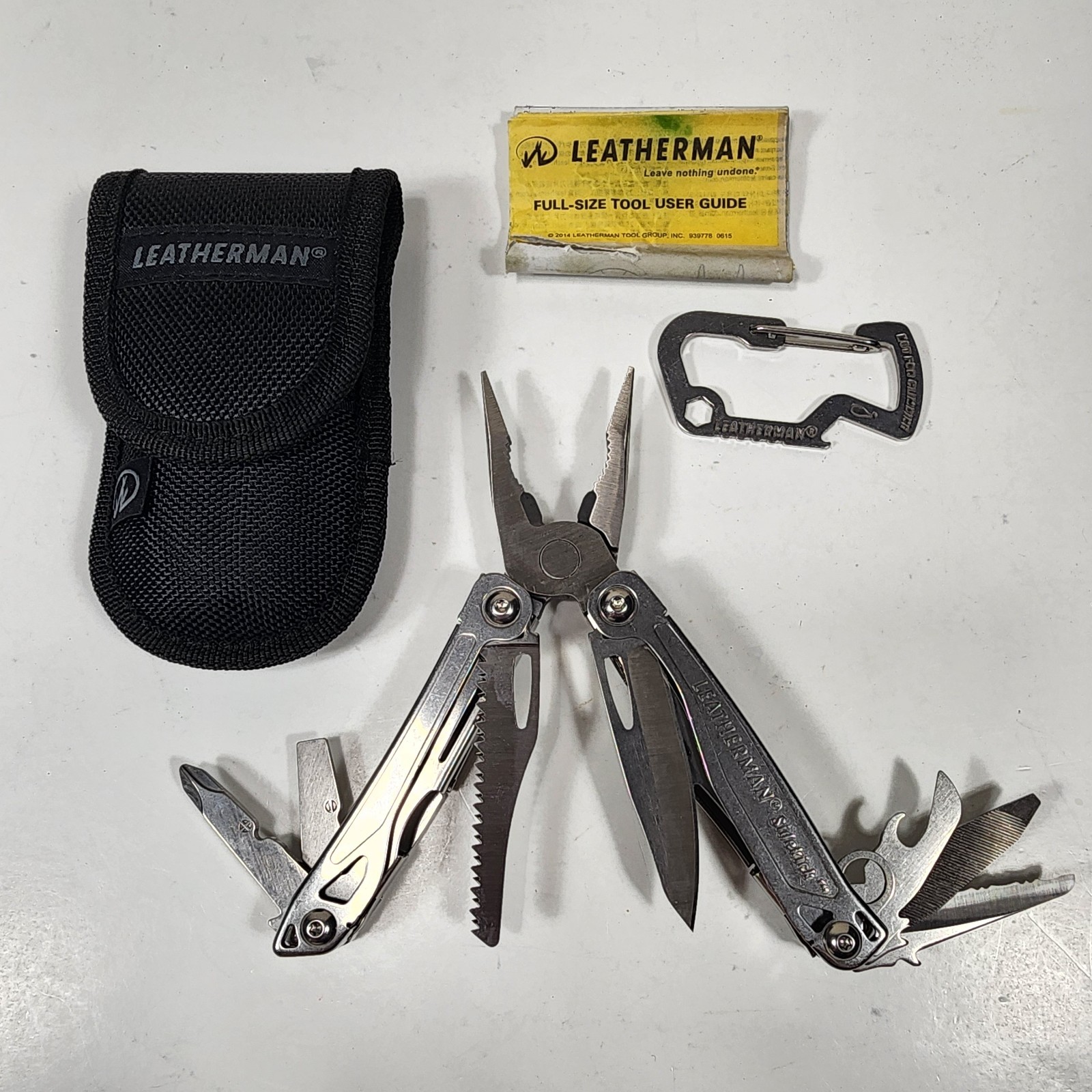 Leatherman Sidekick Multi Tool Pocket Knife Stainless Carabiner Case Clean
