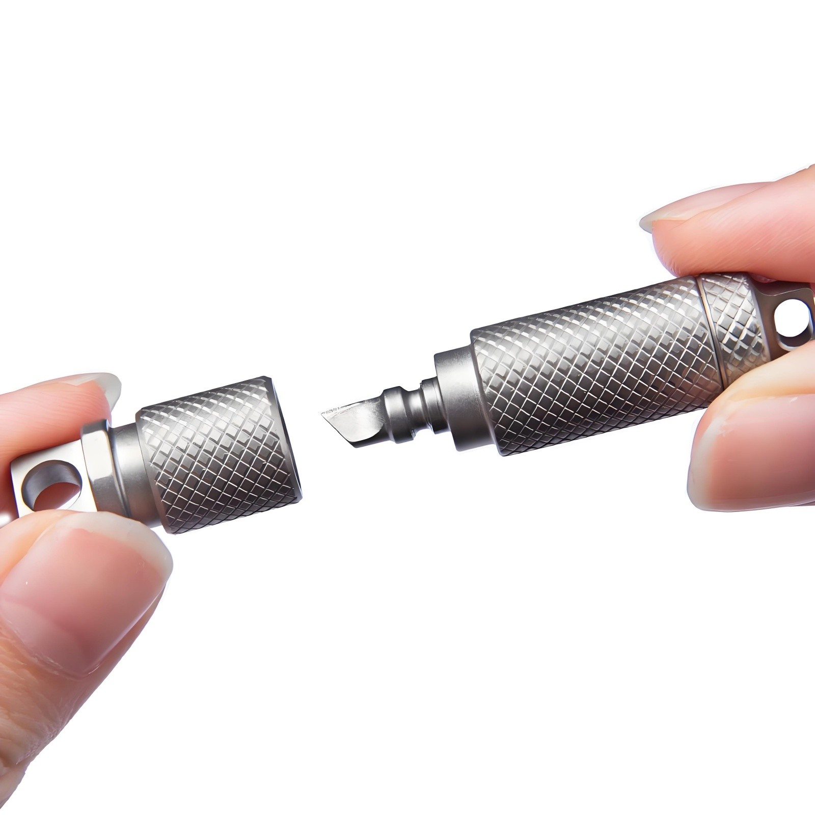 Titanium Alloy Capsule EDC Pill Storage Container Keychain Holder Waterproof