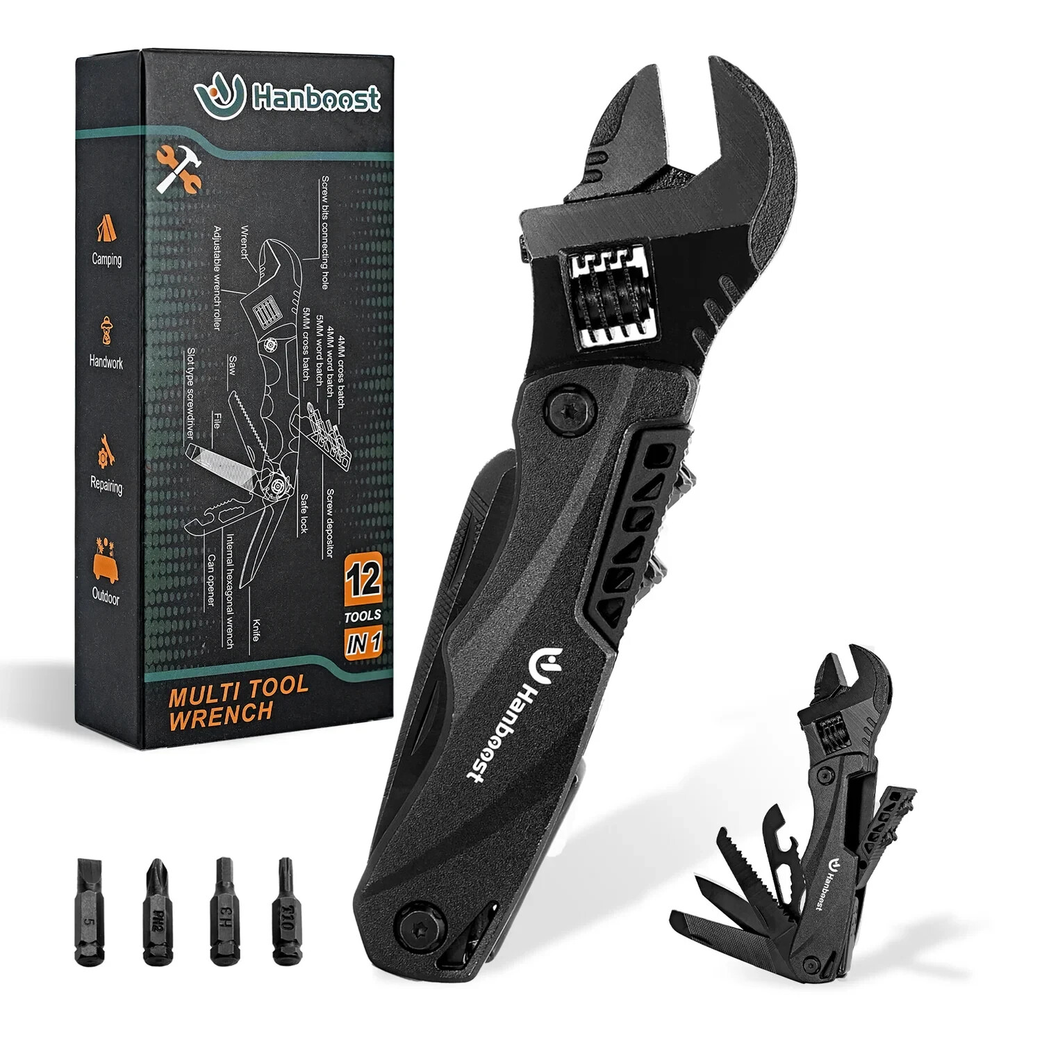 Hanboost 12 In 1 Multitool Wrench EDC Gadget for Outdoor Camping