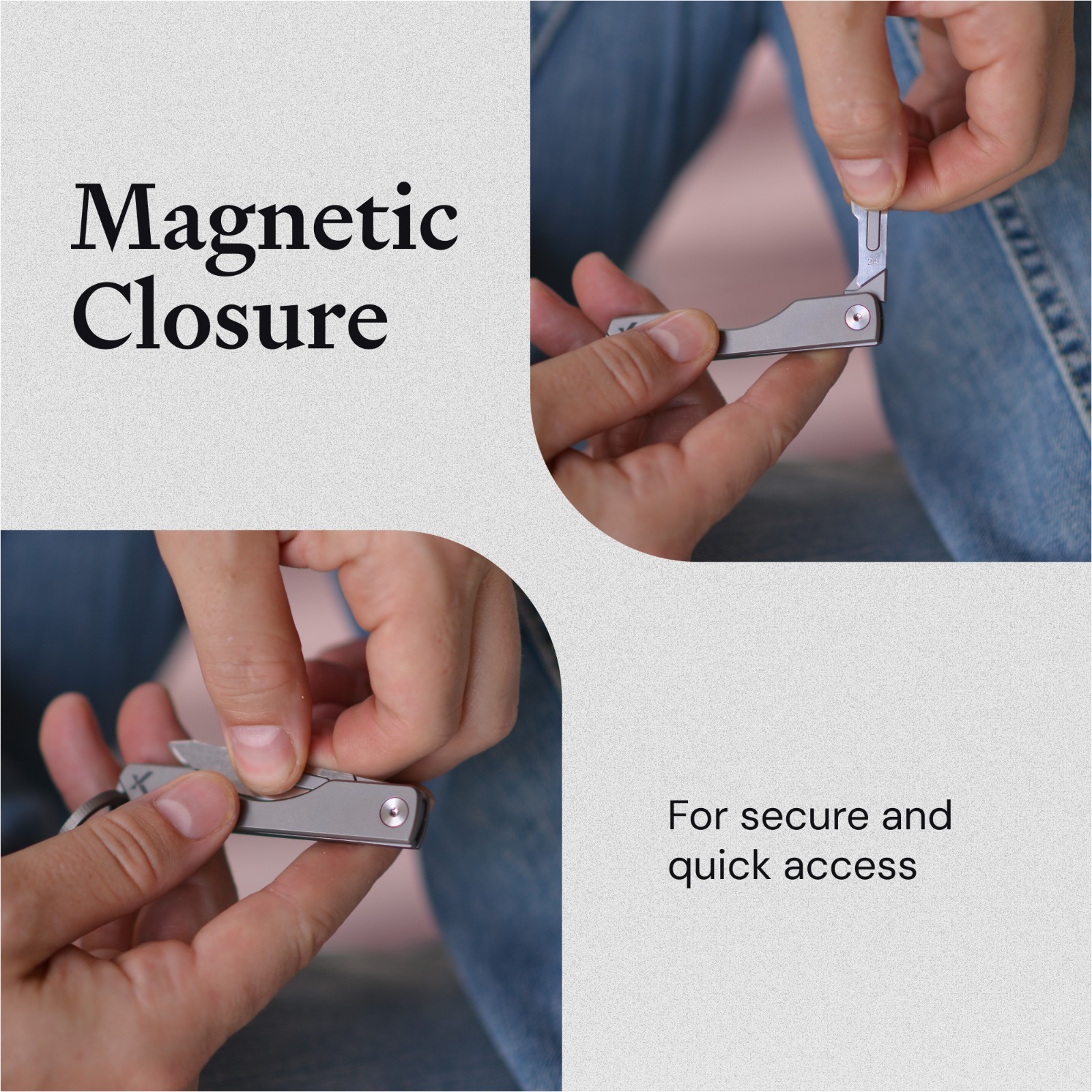 KOVA Precision Key Folding Knife Magnetic Closure Titanium Keychain Utility Tool