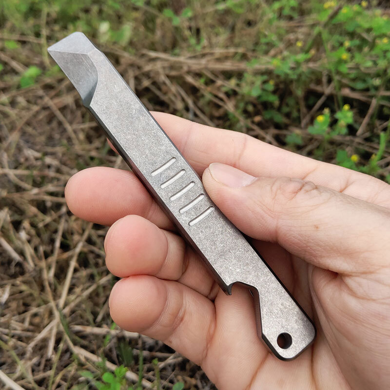 TC4 Titanium Crowbar Pocket Pry Bar Tool Bottle Opener Open Box Shark Cutter EDC