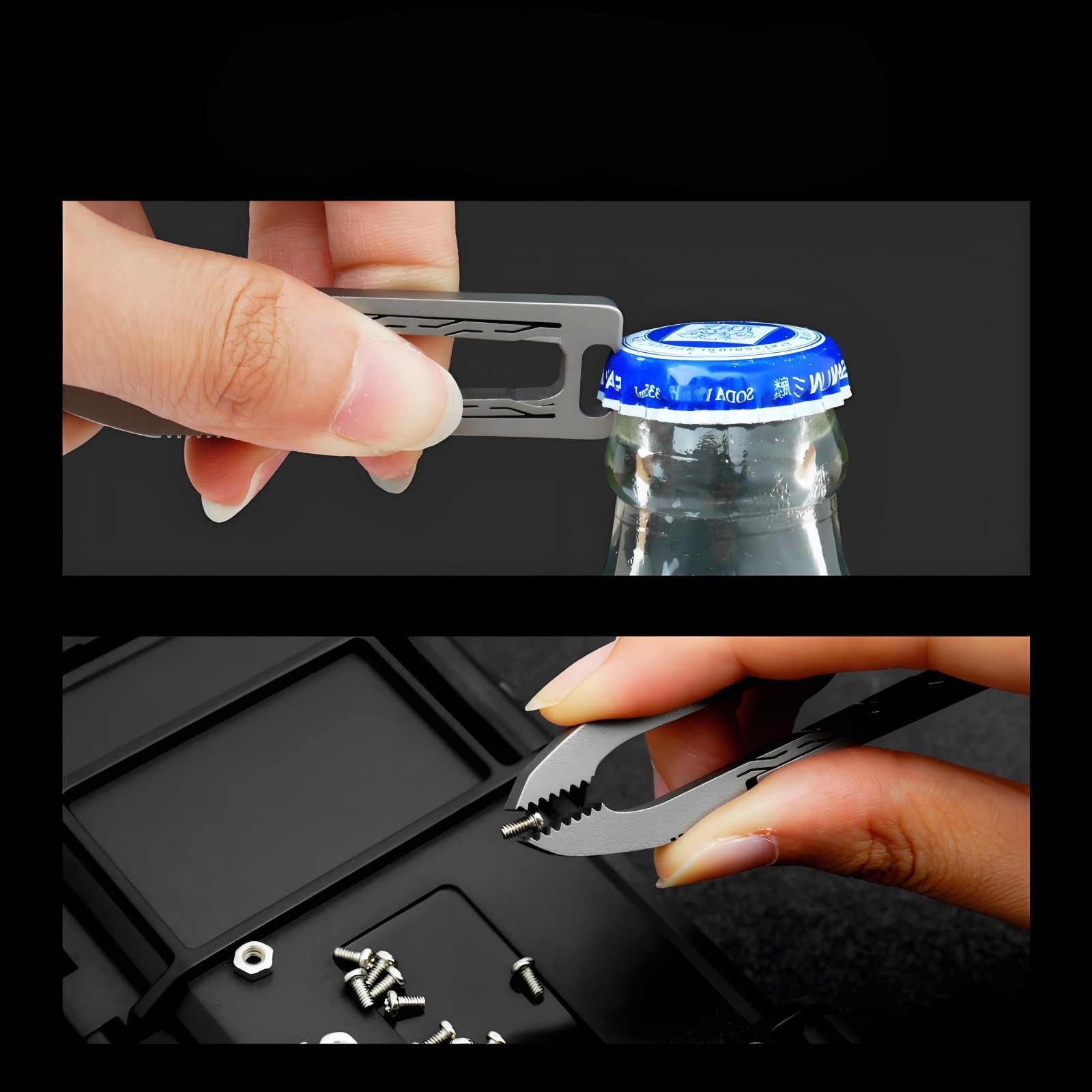 Titanium Alloy EDC Snap Tweezers Flat Head Clip Keychain Outdoor Pocket Tool