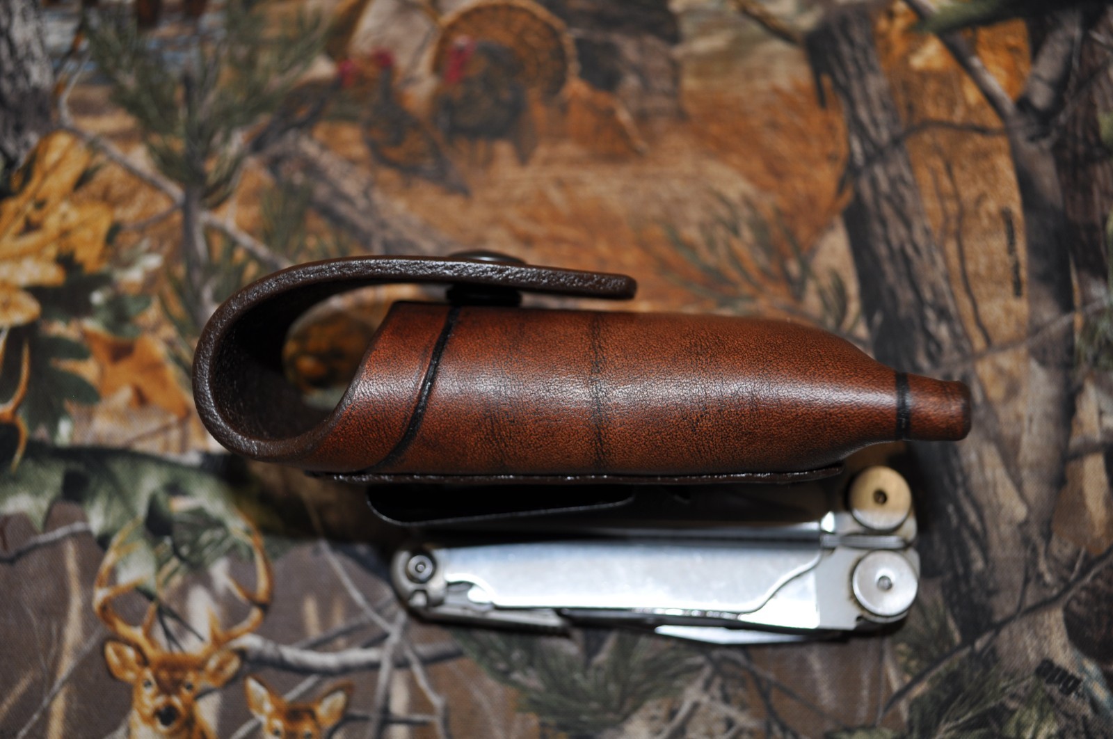 Custom Handmade Sheath with Clip for Leatherman Wave-L. Handed (Sheath Only)