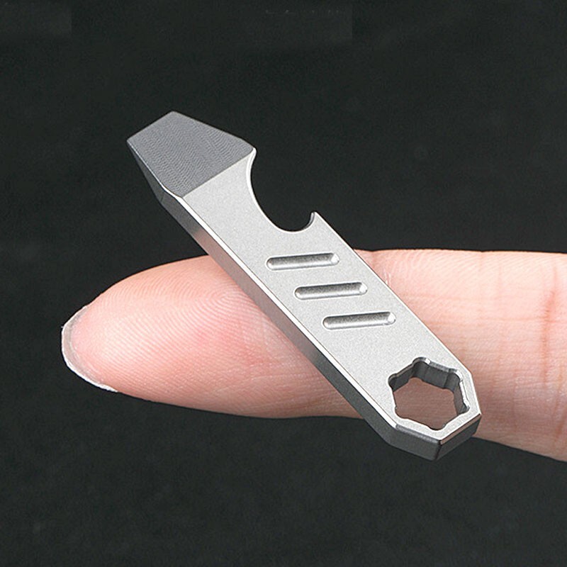 Hot Mini Titanium Alloy Keychain Multi Tools Pry Bar EDC Crowbar Bottle Opener