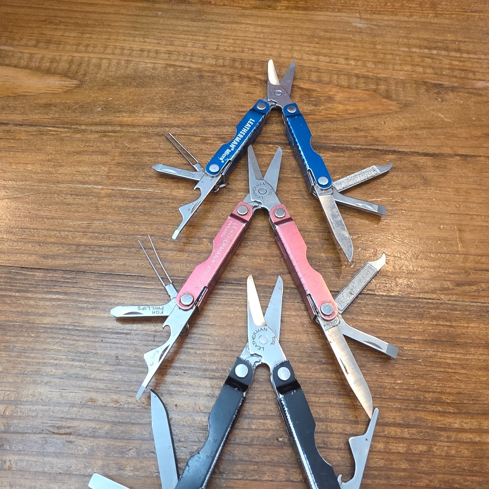 Leatherman MICRA Multi-Tool – Stainless Steel – Lot of 3 – Colors Blue Black