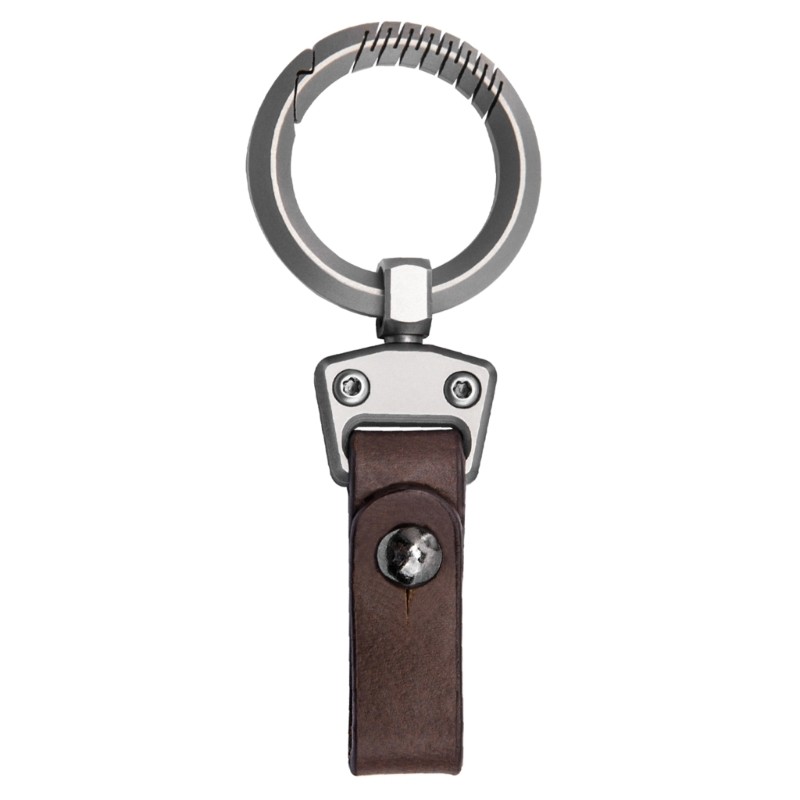 Titanium Alloy Rings Leather Car Keychain Clip Heavy Duty Belt Clip Carabiner