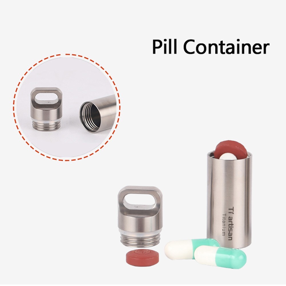 Portable Pill Box Container With Keychain Attachment And Space For Small Items