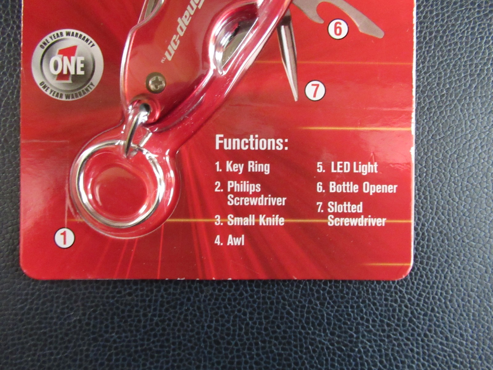 NEW Snap-On RED Multi-Function Keychain w/Light Knife Screwdriver 870545