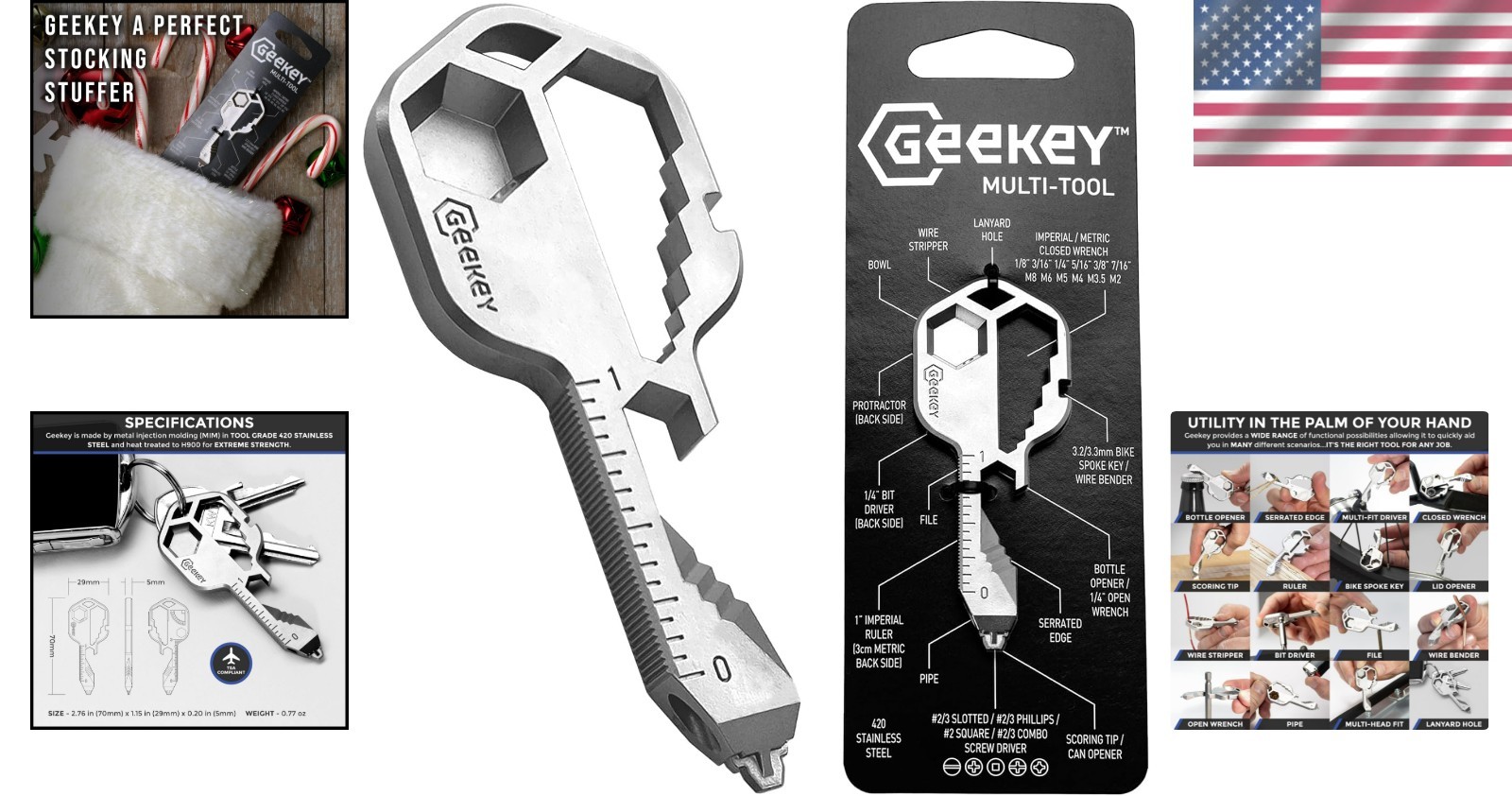 Portable Keychain Multitool with 16+ Functions – Perfect for Outdoor Adventures