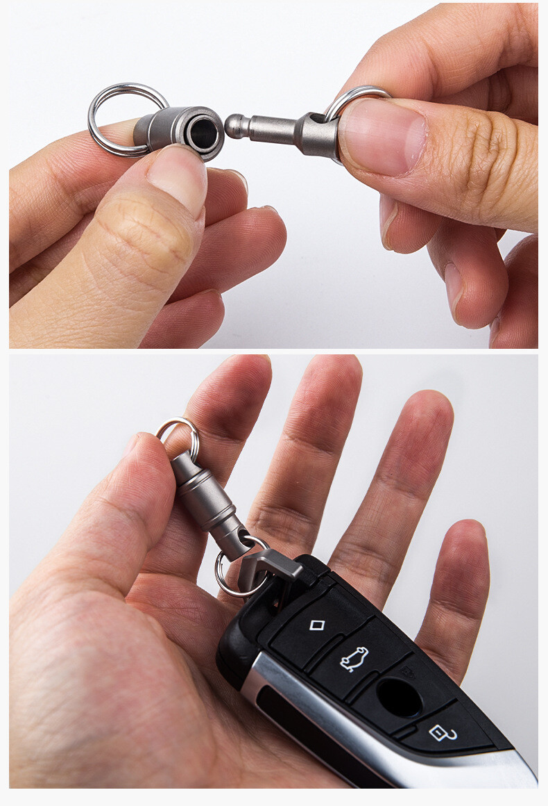 Titanium Alloy 360 Degree Quick Release Hanging Buckle Elastic Keychain Key Ring