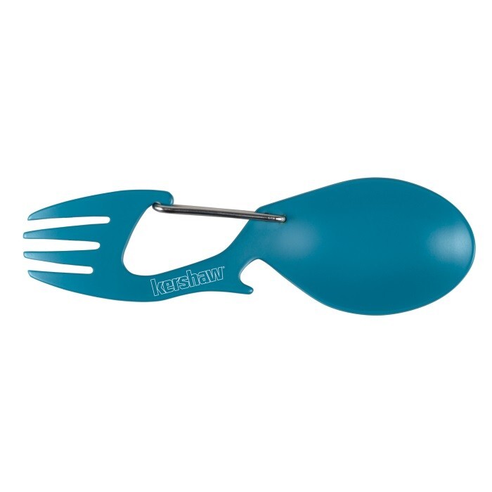 2 Kershaw Ration Multi Tool Spork Spoon Fork Carabiner & Bottle Open 1140 | Teal