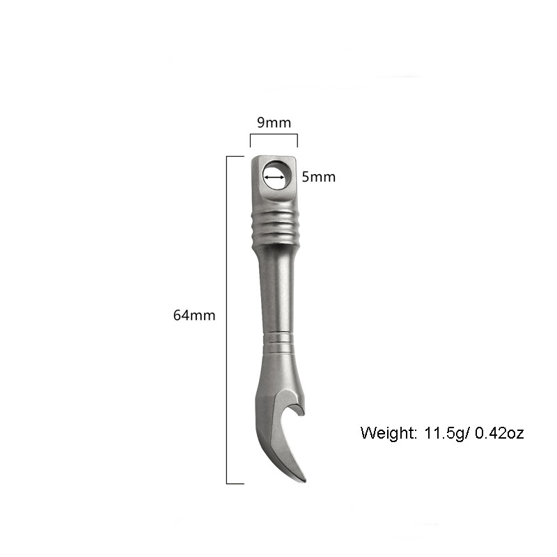Mini Titanium Keychain Pry Bar Crowbar Bottle Opener Necklace Pendant Multi EDC