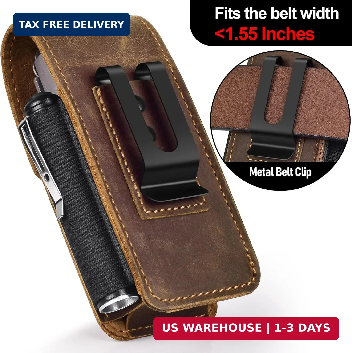 Leather Multitool Sheath Compatible with Leatherman Wave Plus Wingman Surge Reba