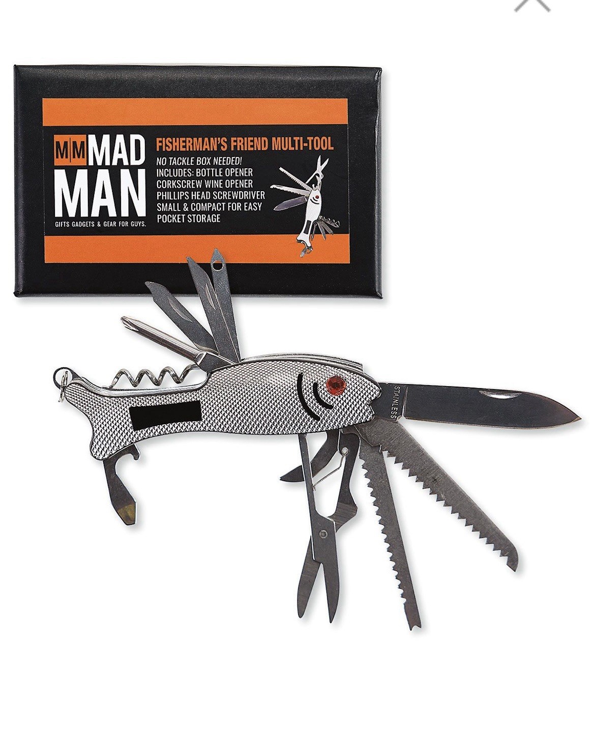 Mad Man Stainless Steel Fishing Multi Tool – Knife, Scissors & Bottle Opener
