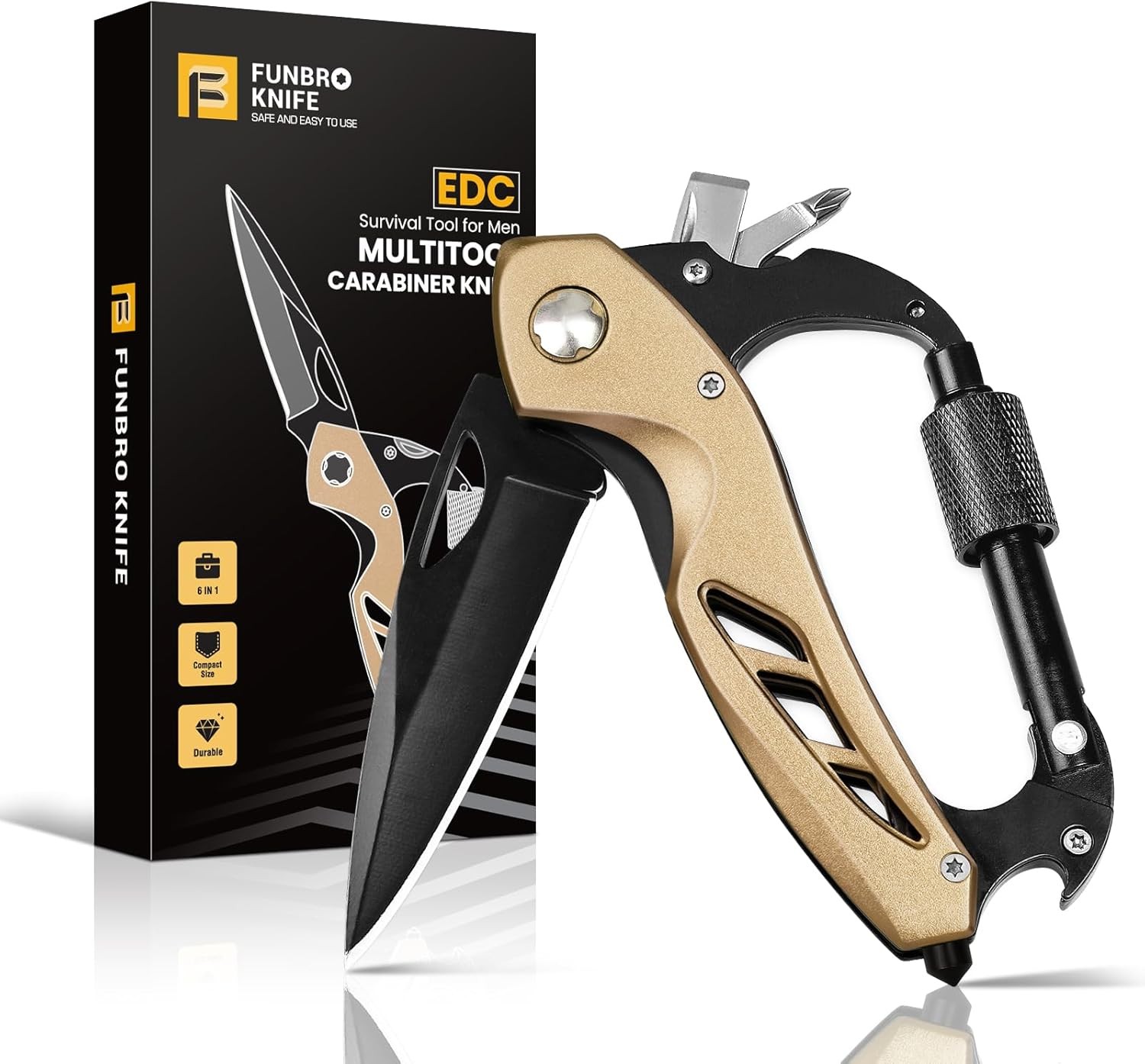 Multitool Carabiner W/ Pocket Knife Stocking Stuffers Gifts Men EDC Carabiners