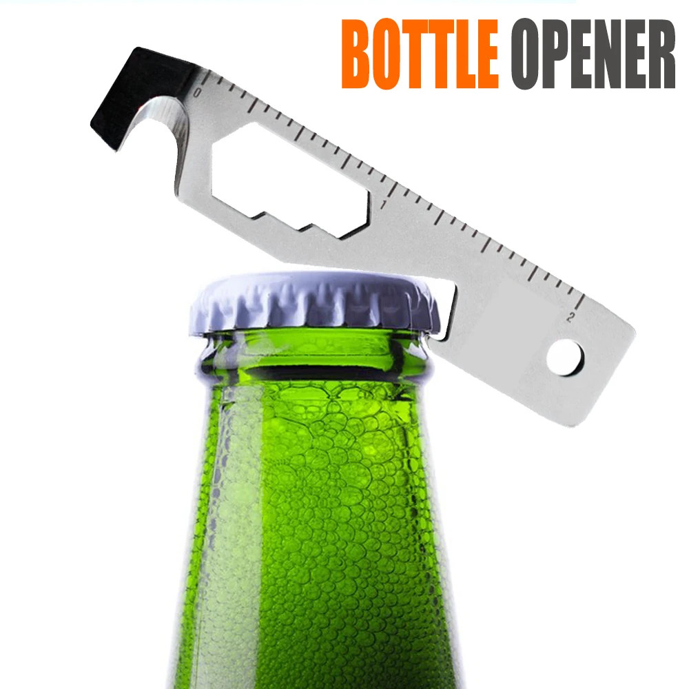 Inch/Metric 10 in 1 EDC Pocket Survival Tool Camping Screwdriver Bottle Opener R