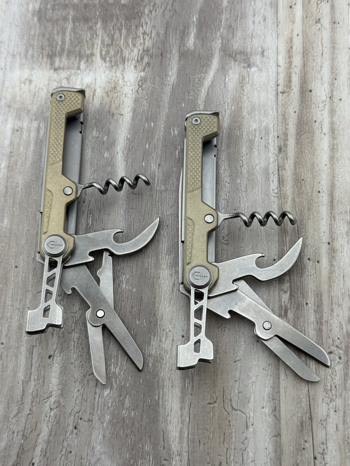 Lot of 2 Gerber Armbar Cork Gold Multi-Tool Knives