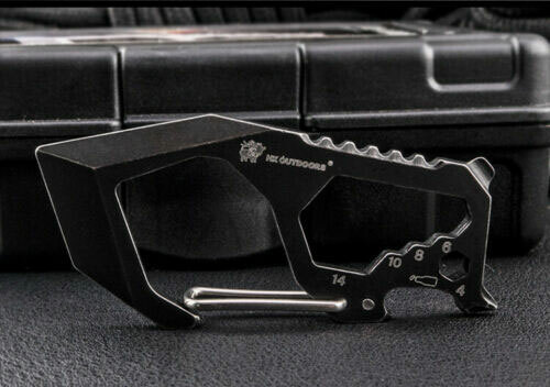 EDC High Stainless Steel Multifunction Keychain Key Carabiner Opener Wrench Tool